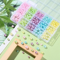 605Pcs 15 Style Spray Painted ABS Plastic Imitation Pearl Beads&nbsp;OACR-YW0001-34