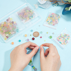 4 Bags 4 Size Transparent Frosted Glass Beads&nbsp;FGLA-PH0001-08