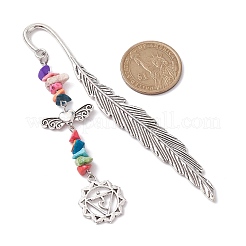 Tibetan Style Alloy Feather Bookmark&nbsp;AJEW-JK00310-02