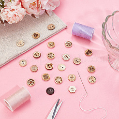 200Pcs 10 Styles Coconut Shell Buttons&nbsp;BUTT-HY0001-21