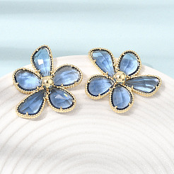 Brass Glass Stud Earrings for Women&nbsp;KK-CBABDD8-18G