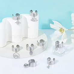 8Pcs 304 Stainless Steel Cuff Rings&nbsp;RJEW-UN00038