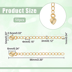50Pcs Rack Plating Brass Curb Chain Extender&nbsp;KK-ME0004-91G