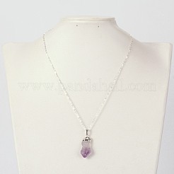 Natural Raw Rough Gemstone Pendant Necklaces&nbsp;NJEW-JN01114
