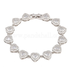 Brass Pave Cubic Zirconia Heart Tennis Bracelets for Women&nbsp;KK-CBA68DA-09P-01