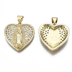 Brass Micro Pave Clear Cubic Zirconia Pendants&nbsp;KK-Q769-028-NF