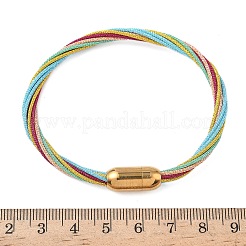 304 Stainless Steel with Polyester Metallic Cord Bracelets for Women&nbsp;BJEW-Z145-01G-33