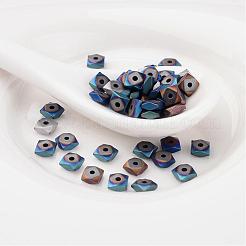Frosted Square Electroplate Non-Magnetic Synthetic Hematite Beads&nbsp;X-G-P046-08