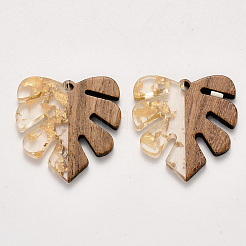 Transparent Resin & Walnut Wood Pendants&nbsp;LS-X-RESI-S358-24-D01