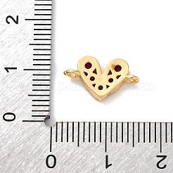 Brass Micro Pave Cubic Zirconia Heart Connector Charms&nbsp;KK-F894-03G