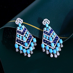 Bohemian Brass Cubic Zirconia Arrow Dangle Stud Earrings&nbsp;FS-WGCE238-01