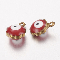 Golden Tone Brass Enamel Charms&nbsp;X-KK-Q571-05G