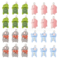 24Pcs 4 Styles Opaque Resin Pendants&nbsp;RESI-TA0002-07