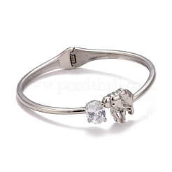 Clear Cubic Zirconia Elephant Cuff Bangle&nbsp;STAS-D165-03P