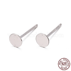 Anti-Tarnish Rhodium Plated 925 Sterling Silver Earrings Findings&nbsp;STER-P032-15-4mm