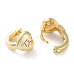 Brass Micro Pave Clear Cubic Zirconia Hoop Earrings&nbsp;EJEW-C121-12G