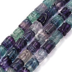 Natural Fluorite Carved Beads Strands&nbsp;G-L634-Q01-01