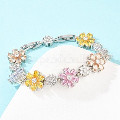 Platinum Tone Brass Micro Pave Cubic Zirconia Tennis Bracelets&nbsp;BJEW-B160-10P