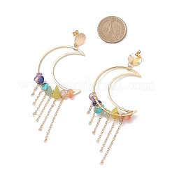 Moon Brass Dangle Stud Earrings&nbsp;EJEW-TA00717