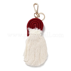 Christmas Theme Macrame Weaving Santa Claus Tassel Cotton Thread Keychain&nbsp;FIND-M045-01