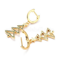Brass Micro Pave Cubic Zirconia Huggie Hoop Earrings for Christmas&nbsp;ZIRC-I053-01G