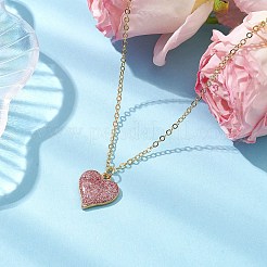 Alloy Indian Red Enamel Heart Pendant Neckiaces with Glitter Powder for Women&nbsp;NJEW-JN05002