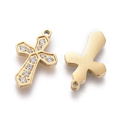 316 Surgical Stainless Steel Cubic Zirconia Tiny Cross Charms&nbsp;STAS-F256-018G