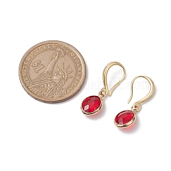 Oval Brass with Glass Pendants Dangle Earring for Women&nbsp;EJEW-JE05938