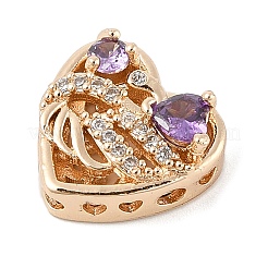 Brass Micro Pave Cubic Zirconia Beads&nbsp;KK-K297-32G-02