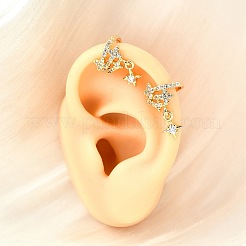 Brass Micro Pave Clear Cubic Zirconia Cuff Earrings&nbsp;EJEW-F370-28G