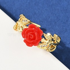 Flower Resin Cuff Rings&nbsp;RJEW-P155-01A-G