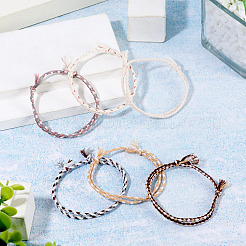 6Pcs 6 Colors Bohemian Cotton Cord Braided Bracelets&nbsp;BJEW-TA0001-28