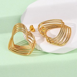 304 Stainless Steel Multilayer Heart Stud Earrings&nbsp;EJEW-L304-06G