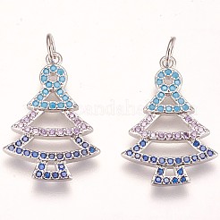 Brass Micro Pave Cubic Zirconia Pendants&nbsp;ZIRC-F086-02