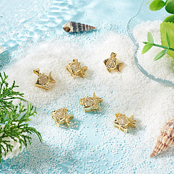 6Pcs Brass Micro Pave Cubic Zirconia Pendants&nbsp;KK-TA0009-09A