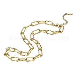 304 Stainless Steel Textured Paperclip Chain Necklaces for Women Men&nbsp;NJEW-Q028-08G