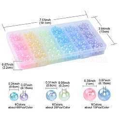 18 Style Transparent Rainbow Iridescent Acrylic Beadss Plated&nbsp;MACR-YW0002-09