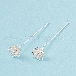 Brass Micro Pave Clear Cubic Zirconia Flower Head Pins&nbsp;KK-G413-01S