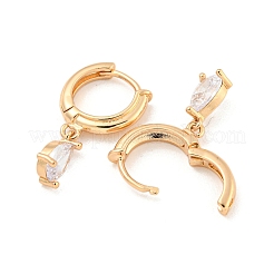 Brass Micro Pave Clear Cubic Zirconia Hoop Earrings&nbsp;EJEW-A107-10A-KCG