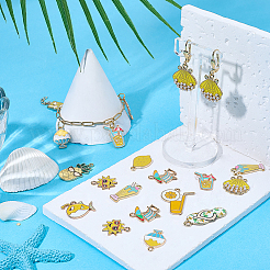 48Pcs 12 Styles Yellow Color Beach Theme Alloy Enamel Pendants&nbsp;ENAM-SC0007-47