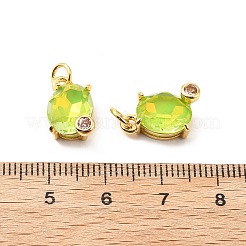 Oval Brass Micro Pave Cubic Zirconia Pendants&nbsp;KK-L237-020G