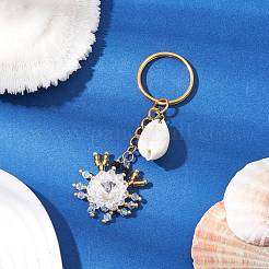 Crab Glass Seed Beads Pendant Keychain&nbsp;HJEW-MZ00106-02