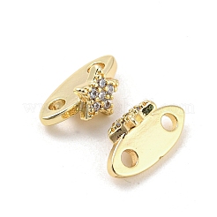 Rack Plating Brass Micro Pave Clear Cubic Zirconia Connector Charms&nbsp;KK-F864-04G1