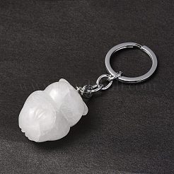 Natural Quartz Crystal Pendant Keychains&nbsp;KEYC-P011-01P-11