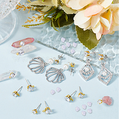 30Pcs Clear Cubic Zirconia Stud Earring Findings&nbsp;EJEW-BBC0002-07B