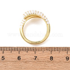 Brass Enamel Cuff Open Rings for Women&nbsp;RJEW-A098-01G-03