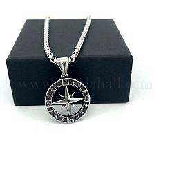 Vintage Punk 304 Stainless Steel Compass Pendant Necklaces&nbsp;MZ7363