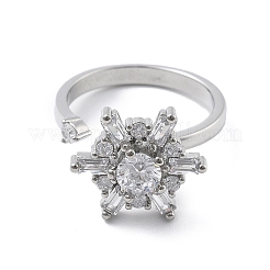 Snowflake Rotatable Open Cuff Rings for Women&nbsp;RJEW-S402-11P