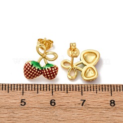 Brass Enamel Stud Earrings&nbsp;EJEW-D322-06G-01