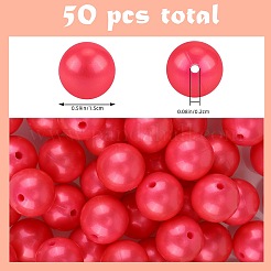 50Pcs Imitation Metal Style Round Silicone Beads&nbsp;SIL-SZ0001-78B